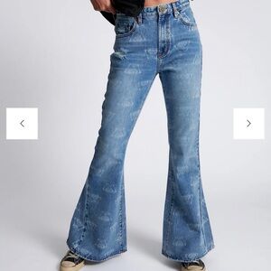 One Teaspoon Women's Marines Mid Waist Flared Denim Jeans - Medusa, NWT, Size 28